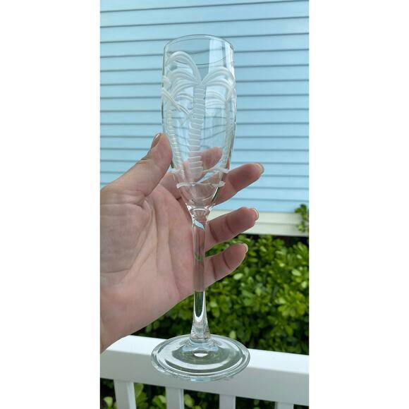 Palm Tree Champagne glass by Rolf, Etched Glass - Picture 5 of 6